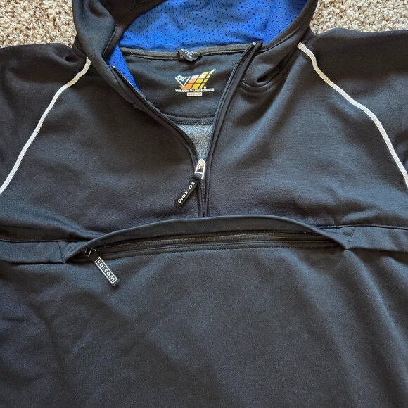 Y2K Volcom V-Line Mens 1/4 Zip Hoodie Size Med Black Surf Skate Grunge Vintage - Picture 3 of 8
